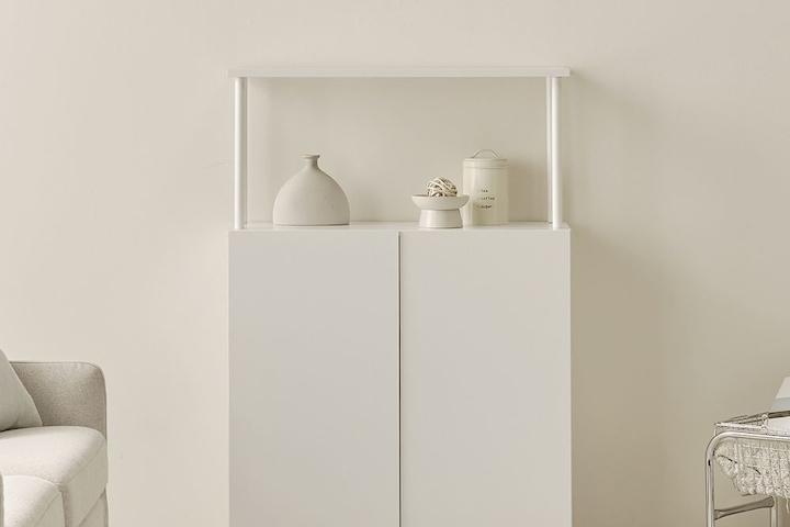 [리퍼] 데미안 E0 2단 거실 주방 틈새수납장 800 (수납선반 선택)