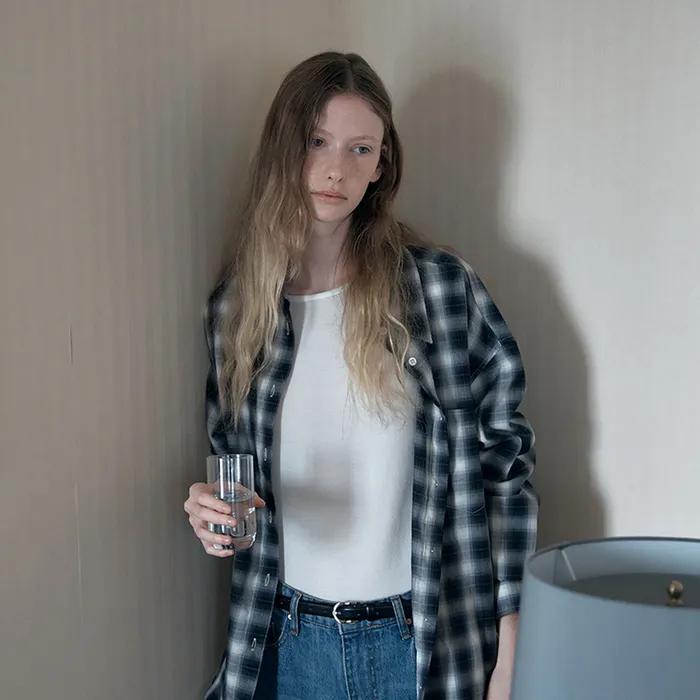 SITP5231 클래식 미스티 체크 셔츠_Navy