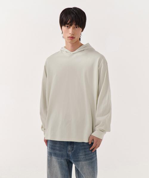 후디드 긴소매 티셔츠 [더스티 크림]