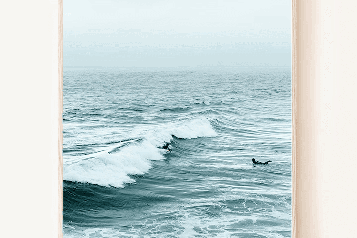 차가운 바다 푸른 물결의 풍경 파도 사진 그림 액자