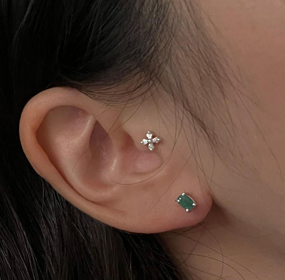 nudea - 누데아 크로스 빈티지 라블렛 피어싱 트라거스 실버 피어싱 silver925