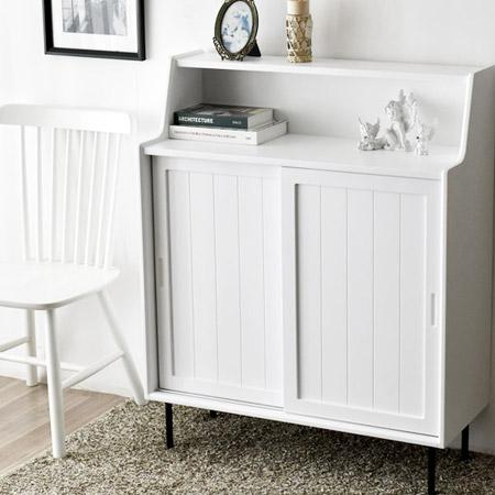 스테이홈) 우드스토리 원목 미닫이 콘솔 수납장