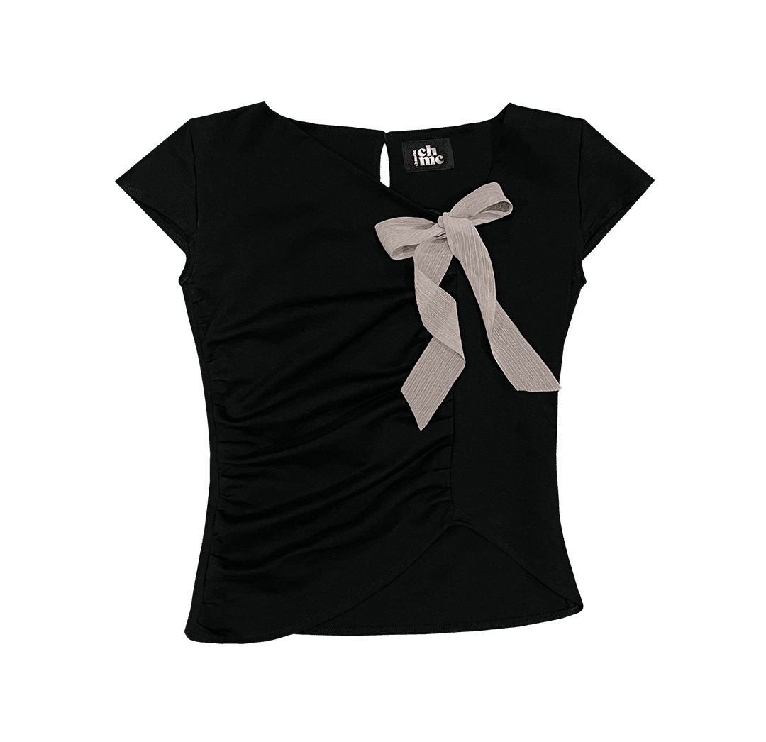 WAIT SHIRRING T-SHIRT (BLACK)