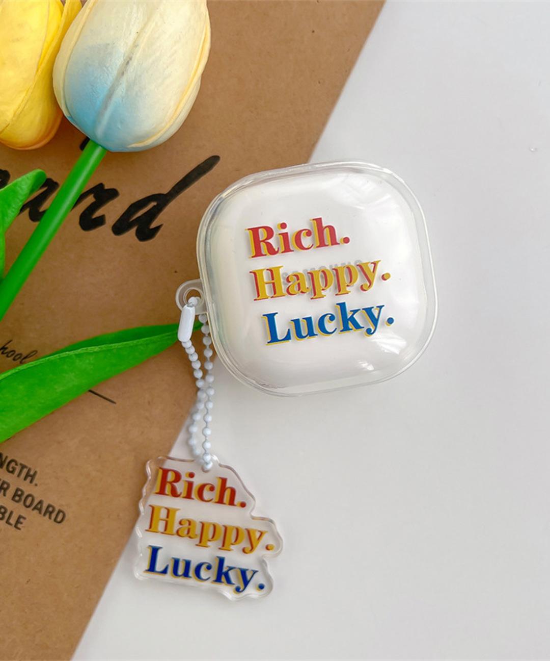 🔥특가상품/당일발송🔥깔끔한 버즈케이스 리치럭키해피 버즈2 예쁜 이쁜 감성 갈끔한 감성문구 심플한