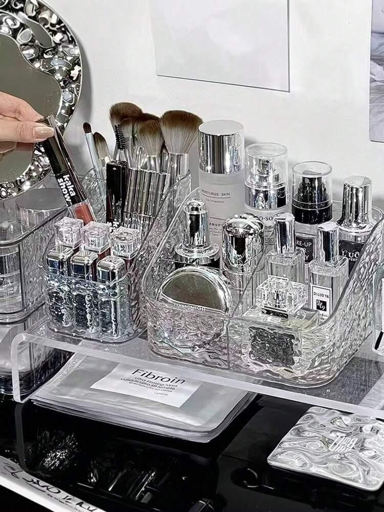 1개 메이크업 정리함, 화장품 진열대, 계층형 선반이 있는 다기능 데스크탑 보관 상자, 욕실/침실/책상/화장대 보관, 투명 플라스틱