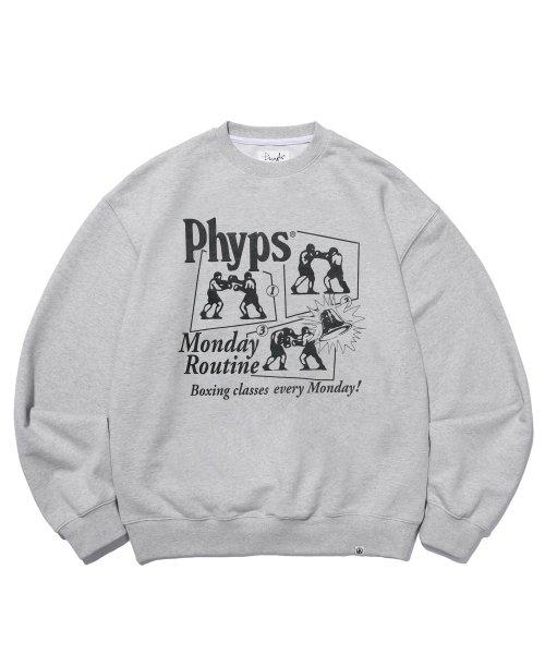 PHYPS® MONDAY ROUTINE BOXING CREWNECK GRAY