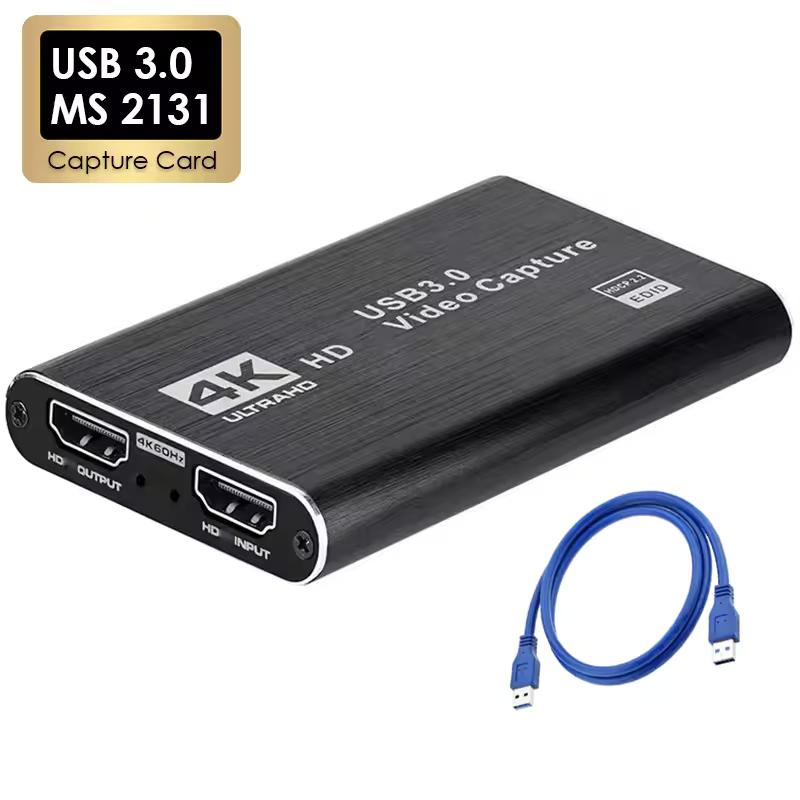 4K USB 3.0 비디오 캡처 카드 PS4 OBS 게임 녹화 라이브 스트리밍을 위한 HDMI 호환 1080P 60Hz HD 비디오 레코더 그래버