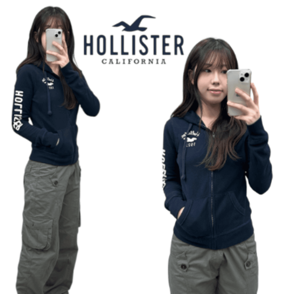 홀리스터 사이드로고 네이비 후드집업 s
