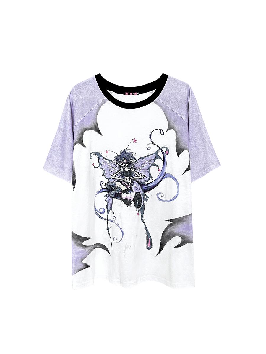 Butterfly Witch Print Loose T-shirt