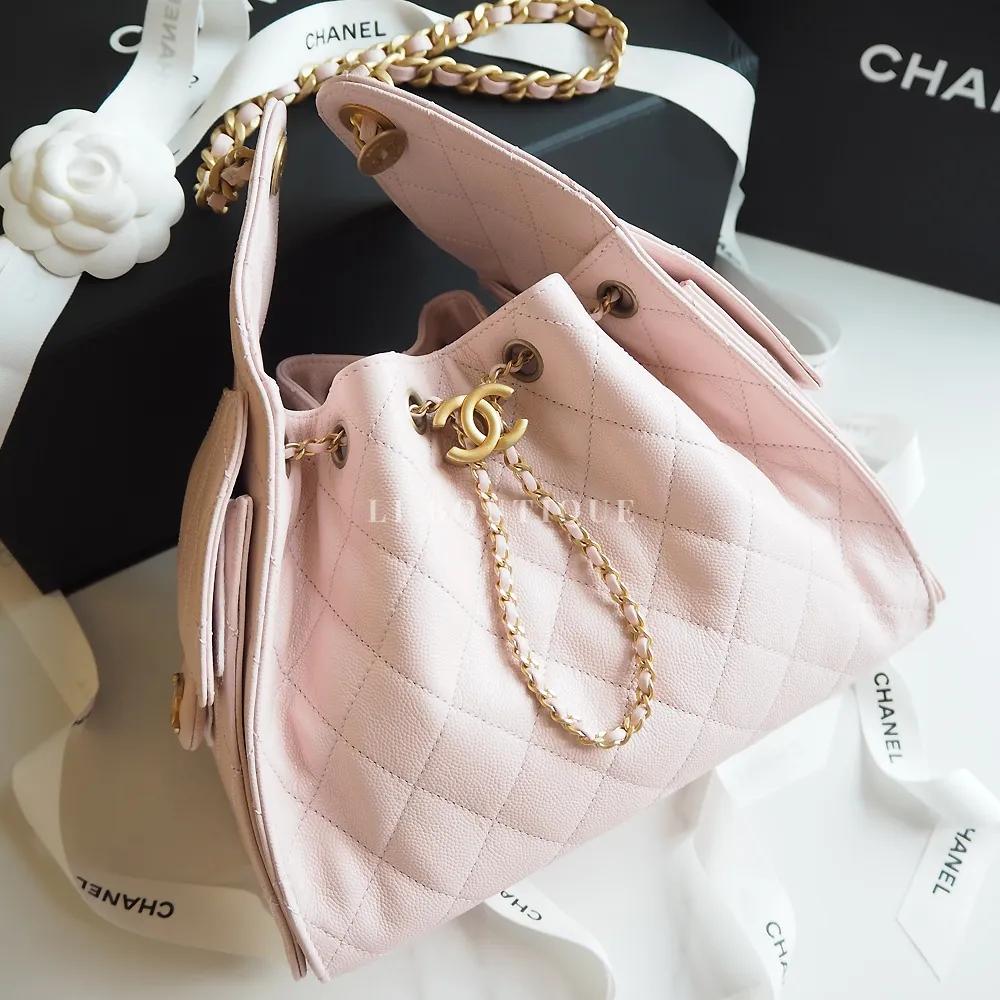 샤넬 25백 호보백 캐비어 베이비핑크 골드 스몰 AS5293