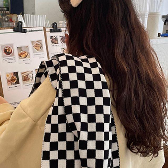 빈티지 클래식 체커보드 목도리 머플러