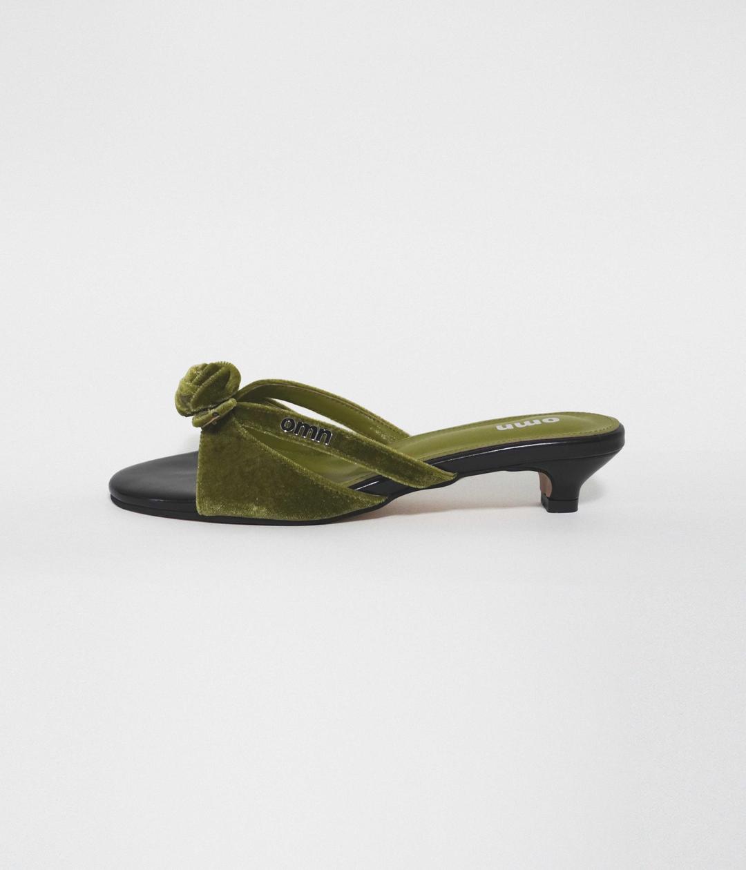 omn Rose Velvet Mule Low _Moss green