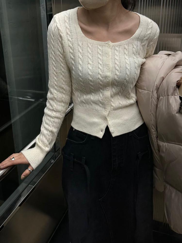 로다 스퀘어 꽈배기 가디건(7color)