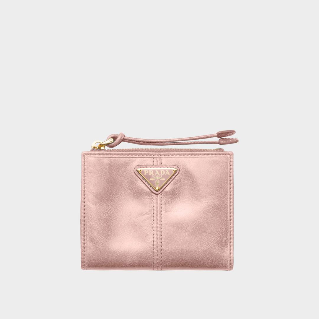 PRADA Logo Small Leather Wallet - Pink