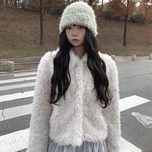 [인기폭주!] COLLAR FUR JACKET (4color) [퍼 자켓 레이어드 크롭 세미크롭 겨울 봄 데일리]