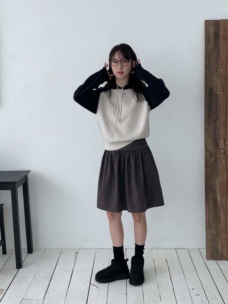 플링 샐리 미디 버튼스커트 (2color)