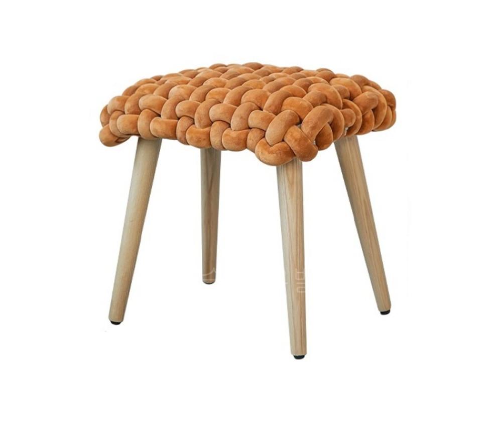 북유럽 원목 벨벳 스툴 우드 의자 웨이브 바우하우스 침실 의자 화장대