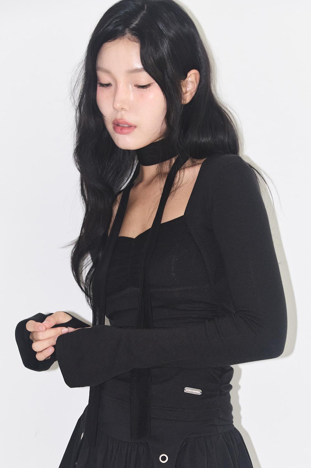 [12/17 예약발송] 셔링 볼레로 탑 블랙