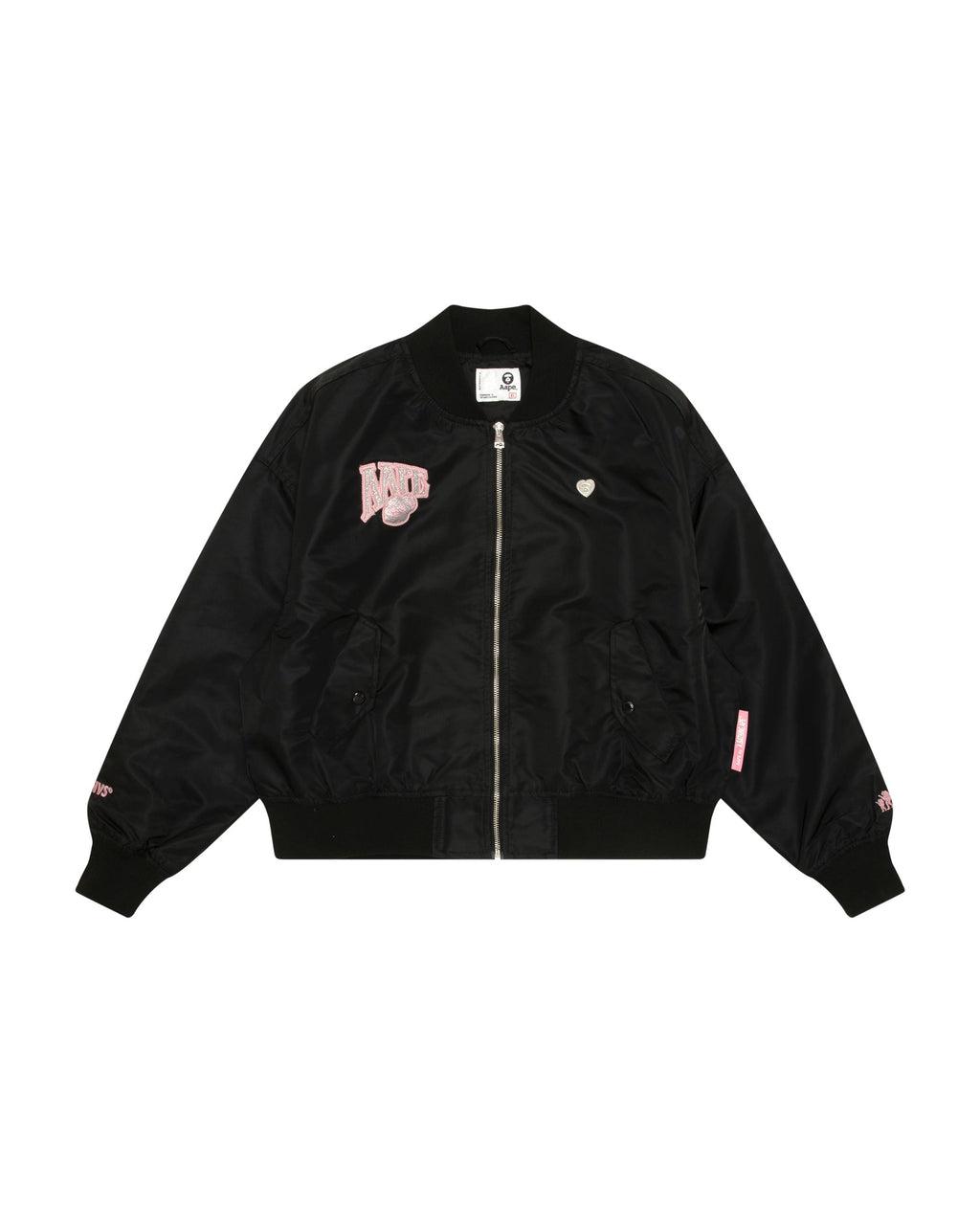 로고 지퍼업 봄버 재킷