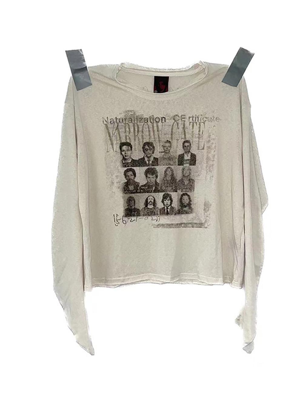[No E Mosen] Snowflake Cotton Print Long Sleeve T-shirt