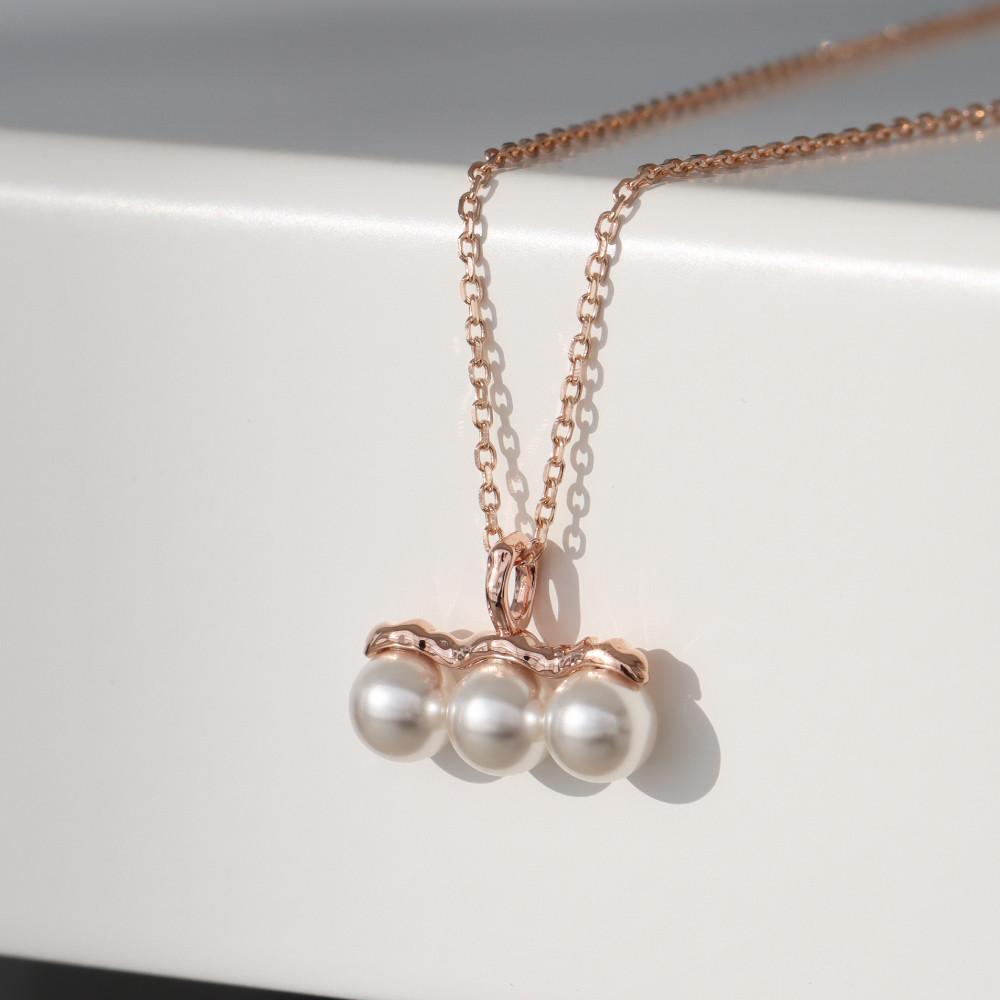 핸섬제이 14K 트리플 펄 웨이브 스틱 펜던트