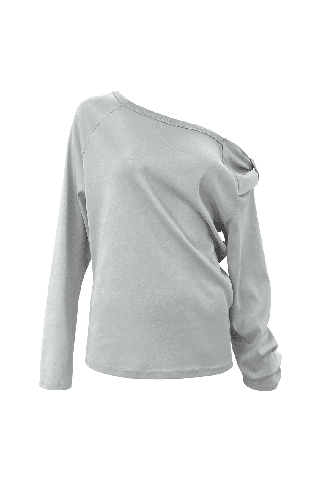 BOW ONE-SHOULDER LONG SLEEVE (LIGHT GRAY)