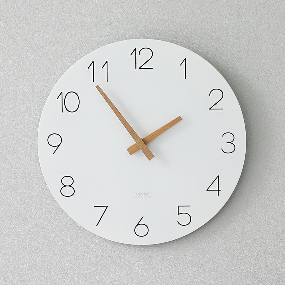 무아스 무소음 벽시계 플랫우드