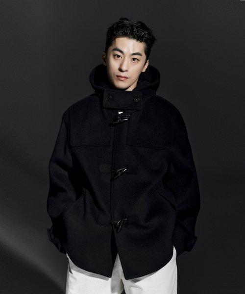 울리치 오버핏 하프 더플 코트_Black