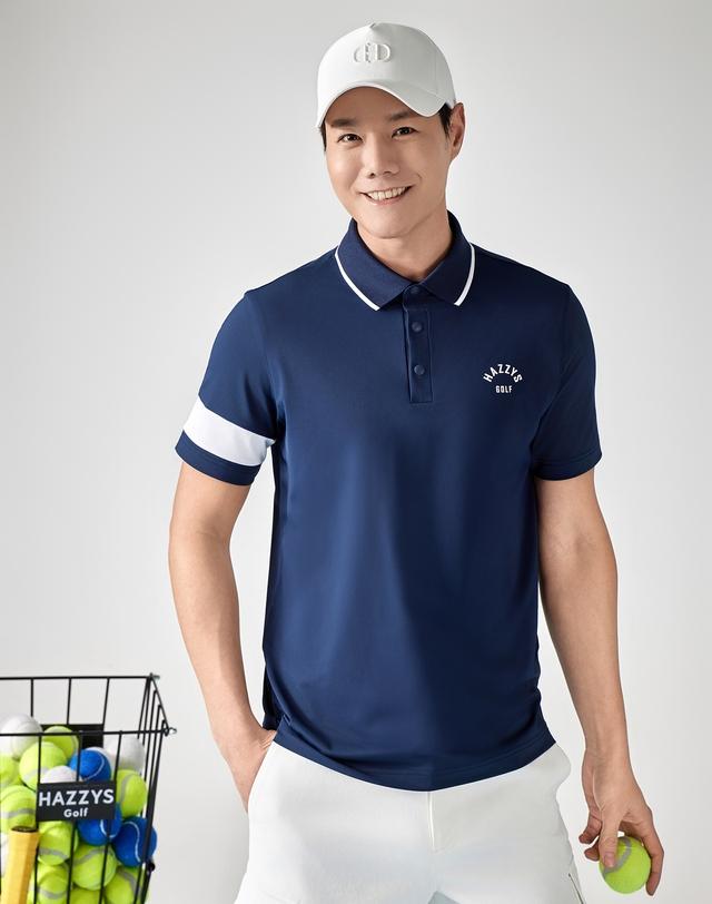 [LF몰단독]네이비 남성 스윙핏 스트레치 카라 티셔츠