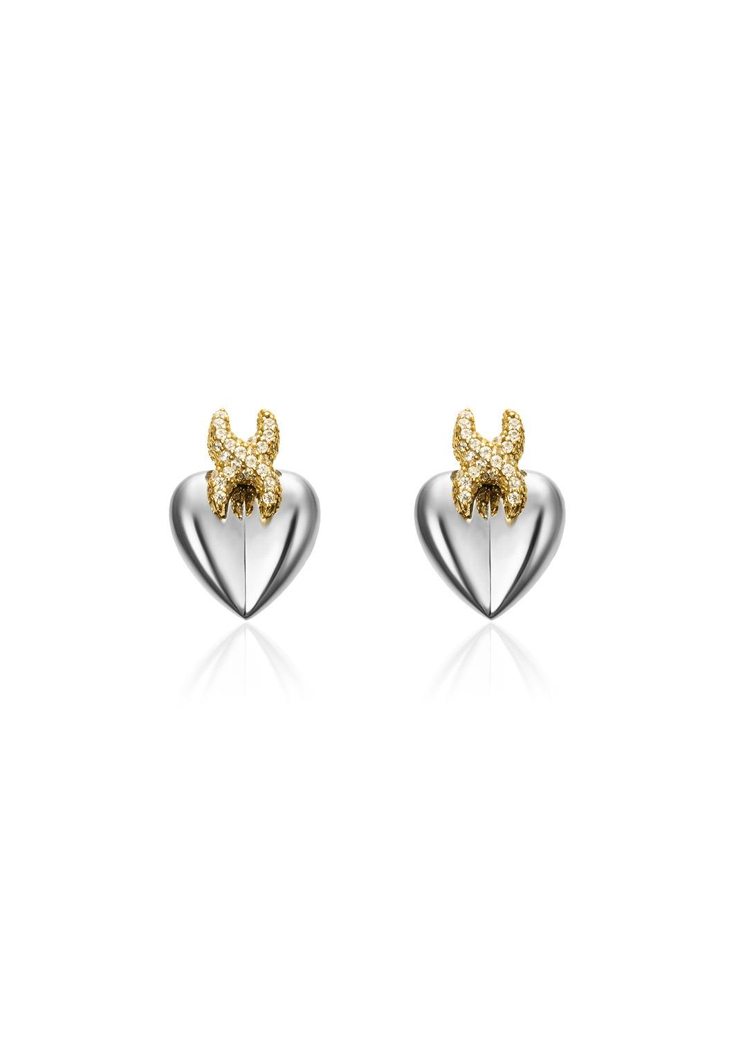 X Heart Studs_Cubic