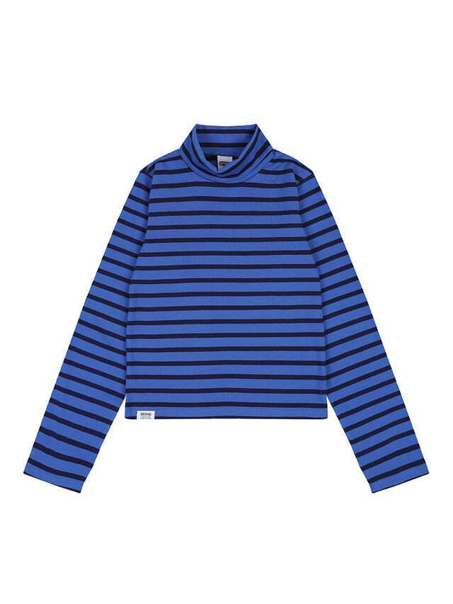 W SLIM FIT HIGH NECK T-SHIRT (BLUE)