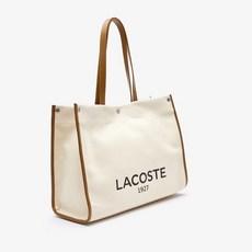 LACOSTE Women's Heritage Canvas Branded Cotton Canvas Square Shopping Bag NF3821TD NATURAL TAN K02