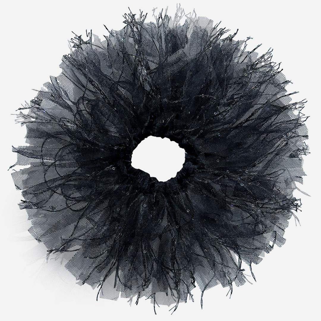 Glitter tassel scrunch - BLACK (renewal)