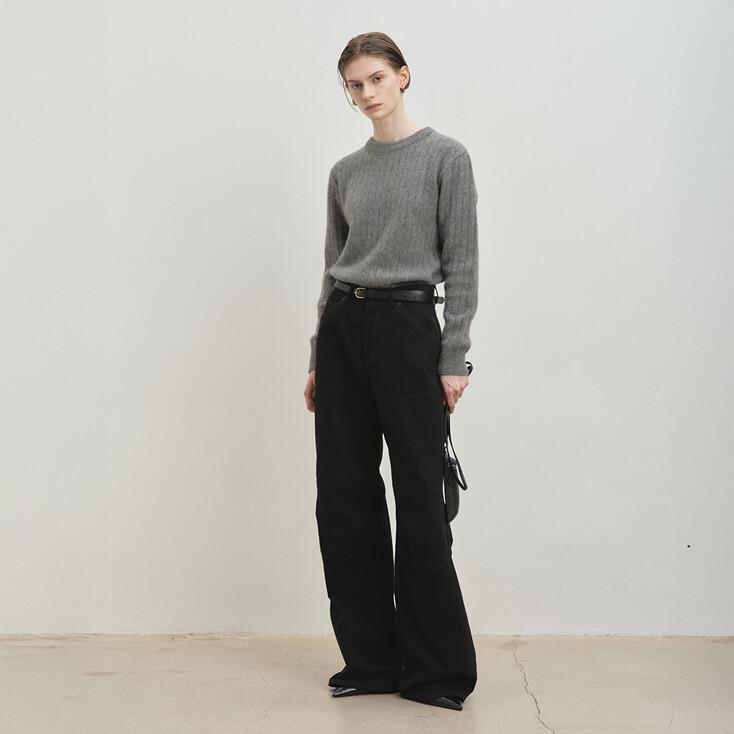 WIDE-LEG COTTON WORK PANTS_ BLACK