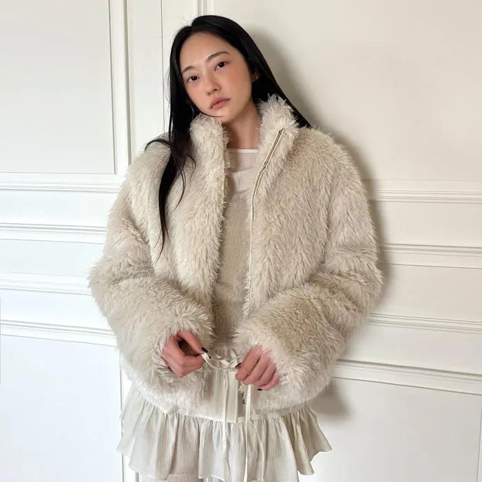 FUR ZIP-UP MUSTANG  [ CREAM ]