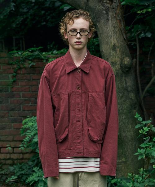 washed trucker jacket (wine)