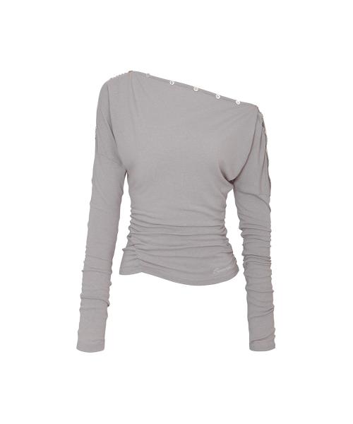 JENNIE BUTTONED TOP (SS ver.) grey beige