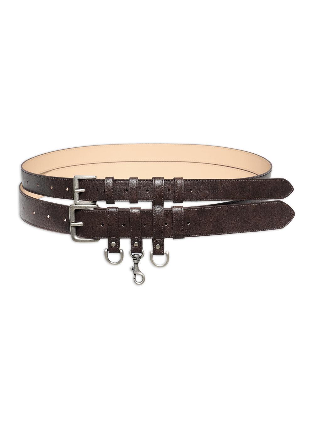 [WOMEN] DOUBLE-LAYER UTILITY LEATHER BELT_BROWN