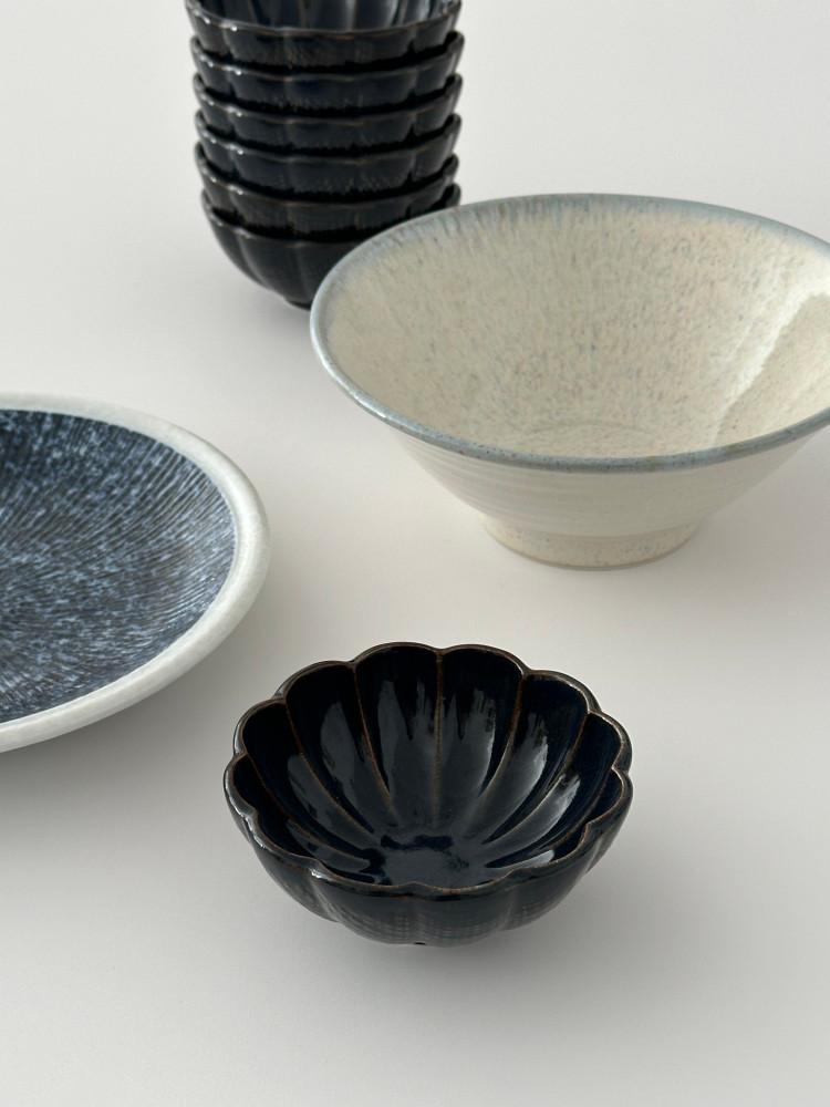 네이비 플라워 미니 볼 일본 도자기 종지