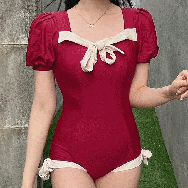 [체형보정good] 바비 세라 반팔 퍼프 모노키니 /2color/사이즈선택가능/신축성좋은/~66반/바다색감/예쁜모노키니/여성모노키니/모노키니/비키니/여름휴가/인생샷/날씬해보이는