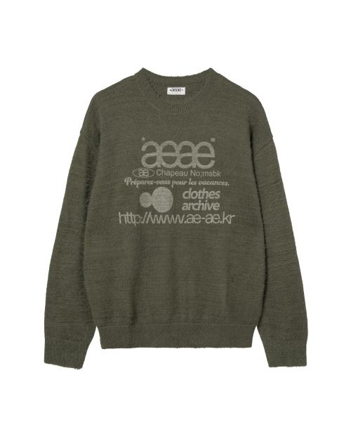WEB LOGO HAIRY KNIT [KHAKI]