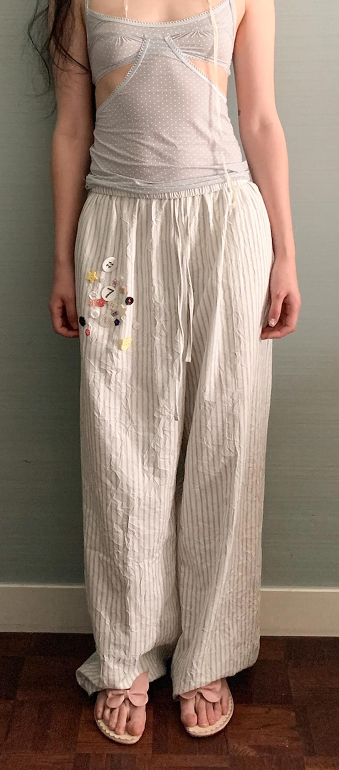 [F.E.E.S] button pop lounge pants (stripe)