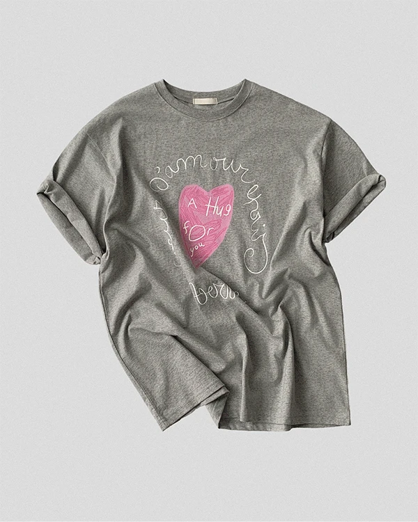 히링 반팔 오버핏 레터링 티 티셔츠