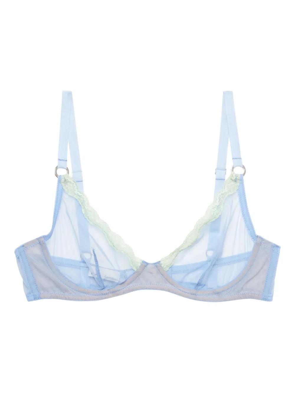 Fleur Du Mal 시스루 튤 데미 브라 | 블루 | FARFETCH KR