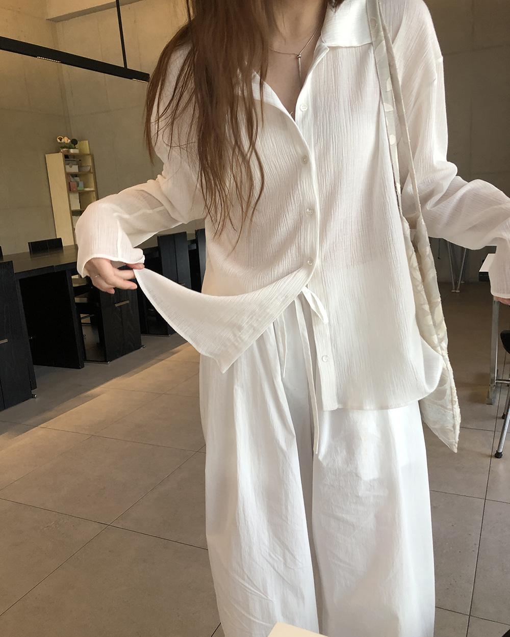 (by male) summer pleats blouse(ivory) (1차 바로배송)