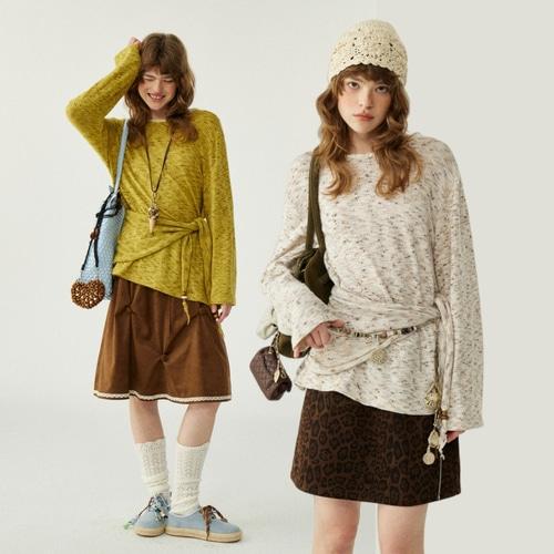 2color 니트 랩 드레이프 톱