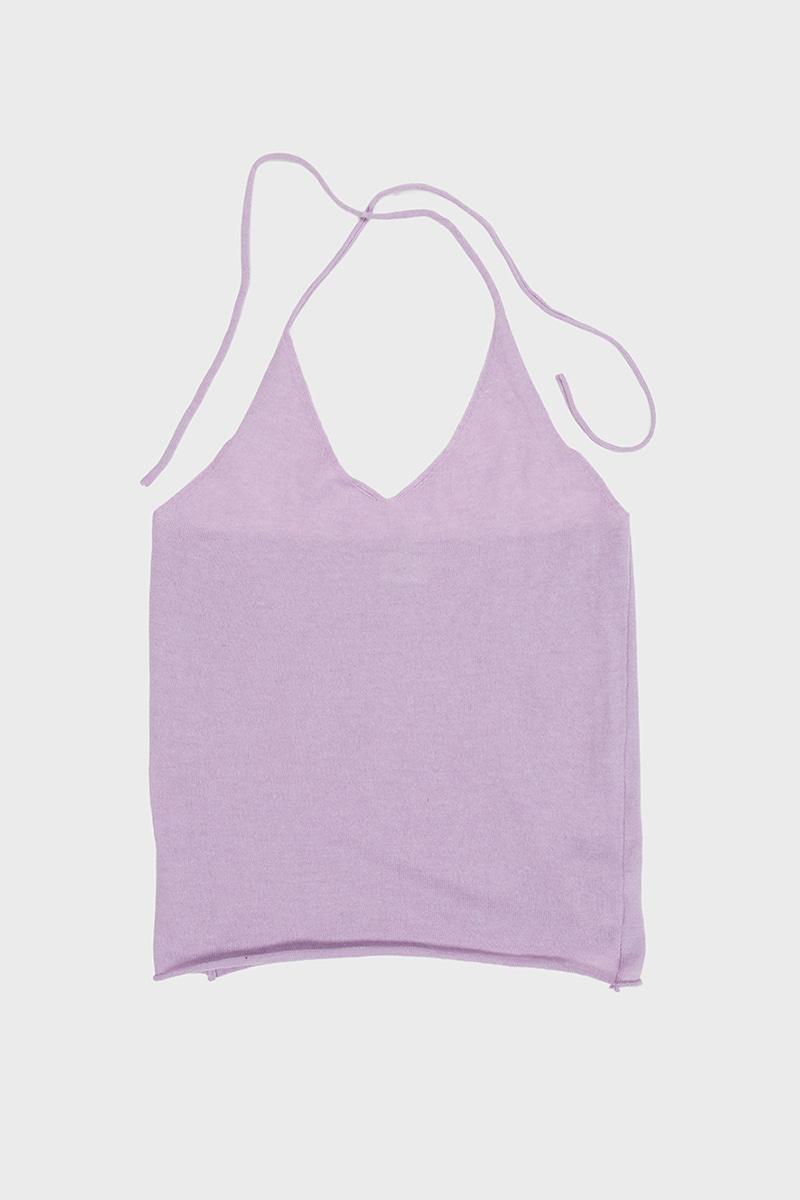 V-neck backless knit top _Violet