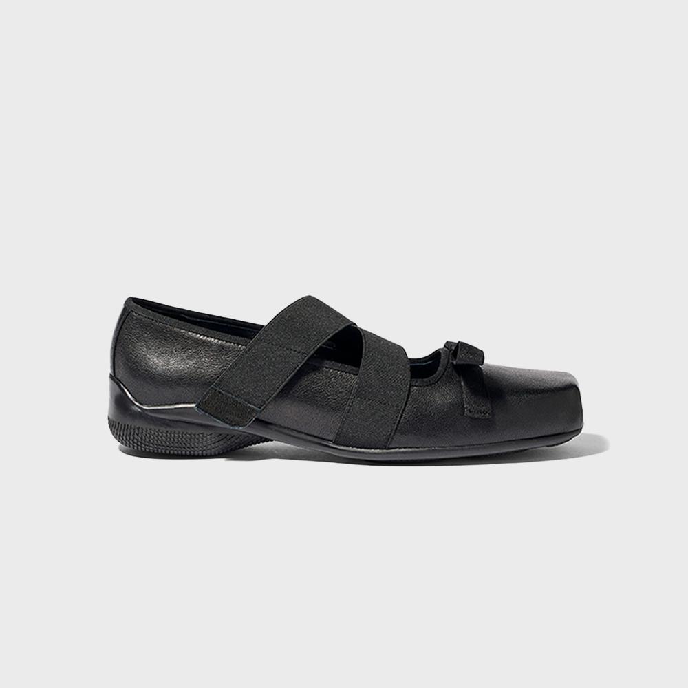 CROSS BAND BALLET FLATS, BLACK