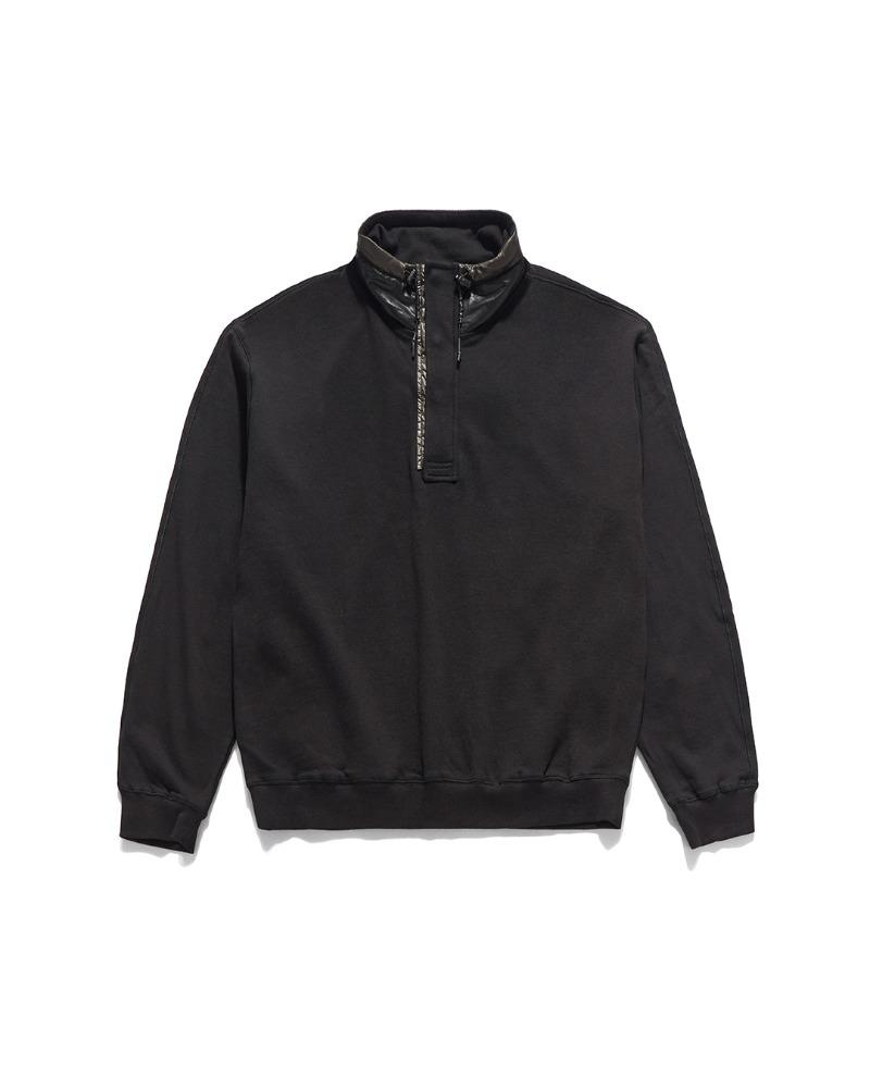 STAND COLLAR HALF ZIP SWEAT  / BLACK