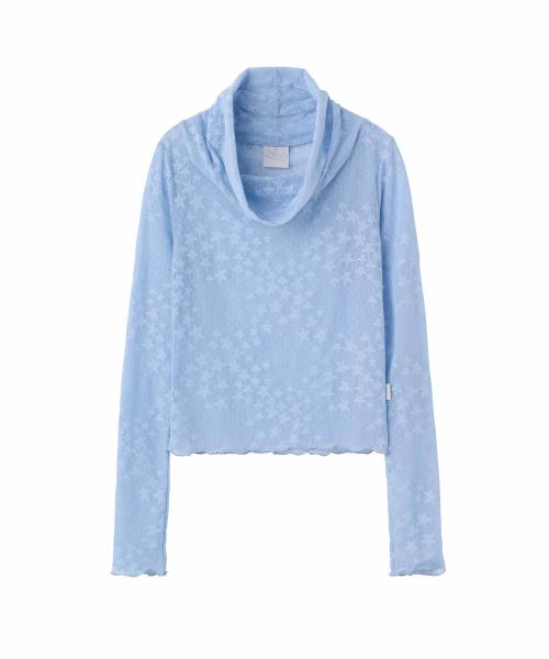 Star Shirring Turtleneck Baby Blue